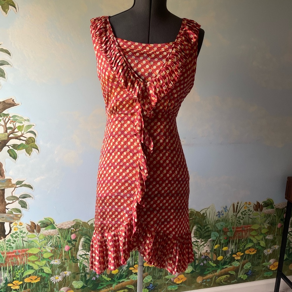 Tory Burch Size 6 Janette Kir Royal Jules Ruffle Front Sleeveless Dress New